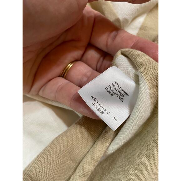 NWT Brandy Melville Beige & White Cropped Long Sleeve Rugby Polo OS 100% Cotton - Picture 7 of 7
